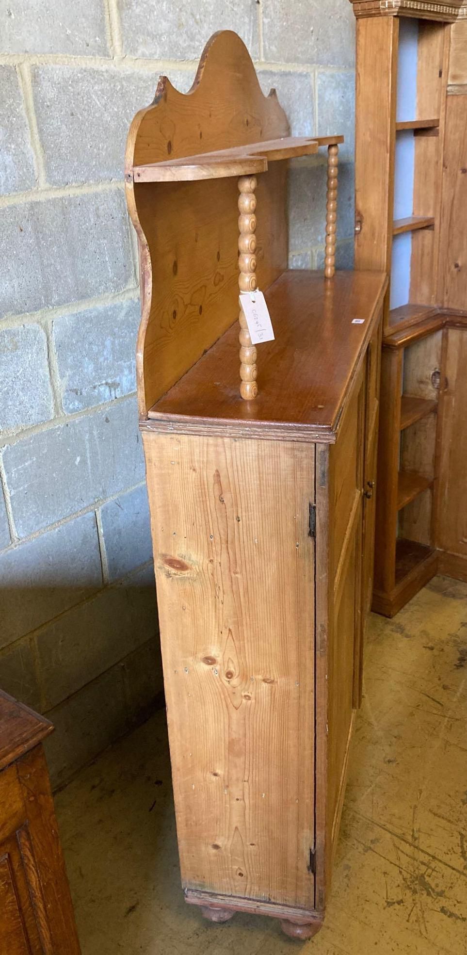 A Victorian and later pine chiffonier, width 115cm